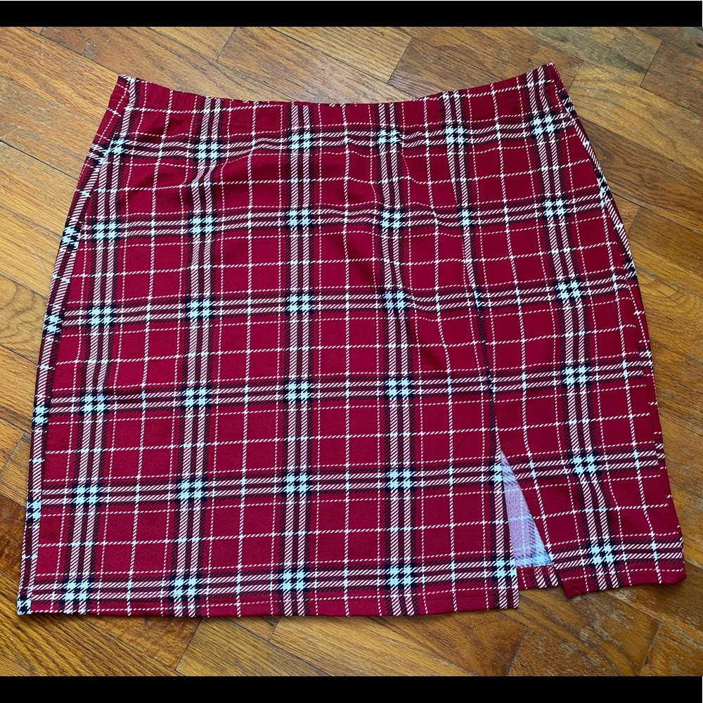 shein plaid skirt